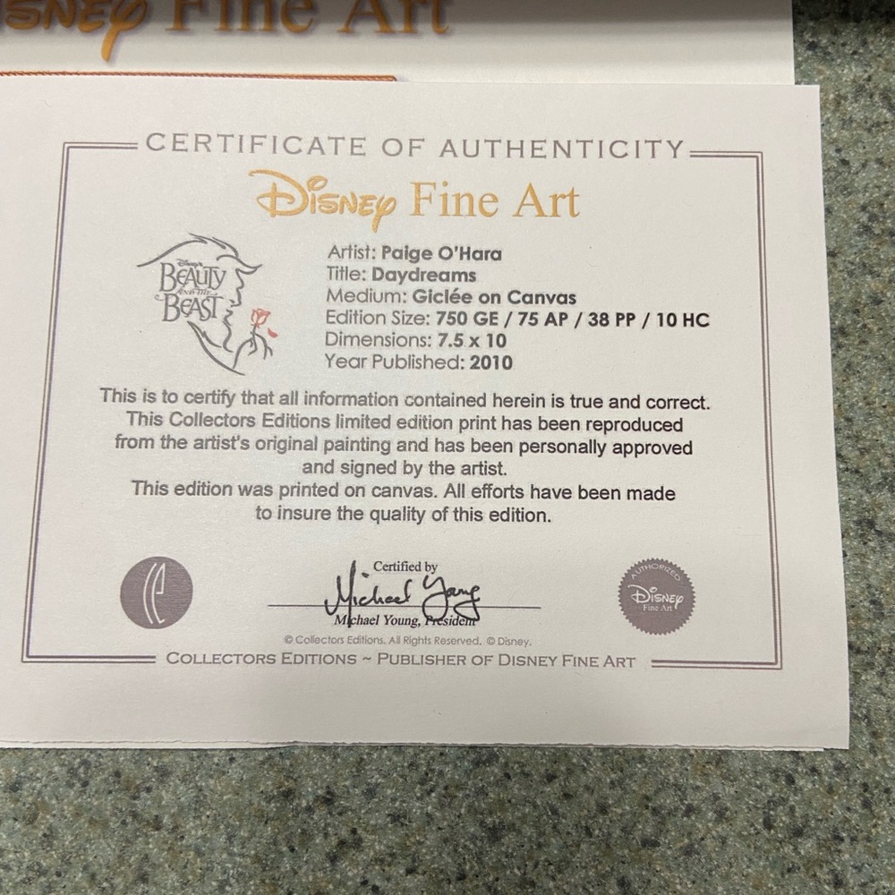 Signed Paige O’Hara Disney Art Bundle — “Daydreams” & “The Little Town” 37/750 - Picture 5 of 11